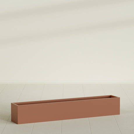 Monaco Rectangle Planter in Matte Terra Cotta, 44"L, shown empty