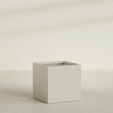 Montroy Cube Planter in Satin Beige, 40", shown empty
