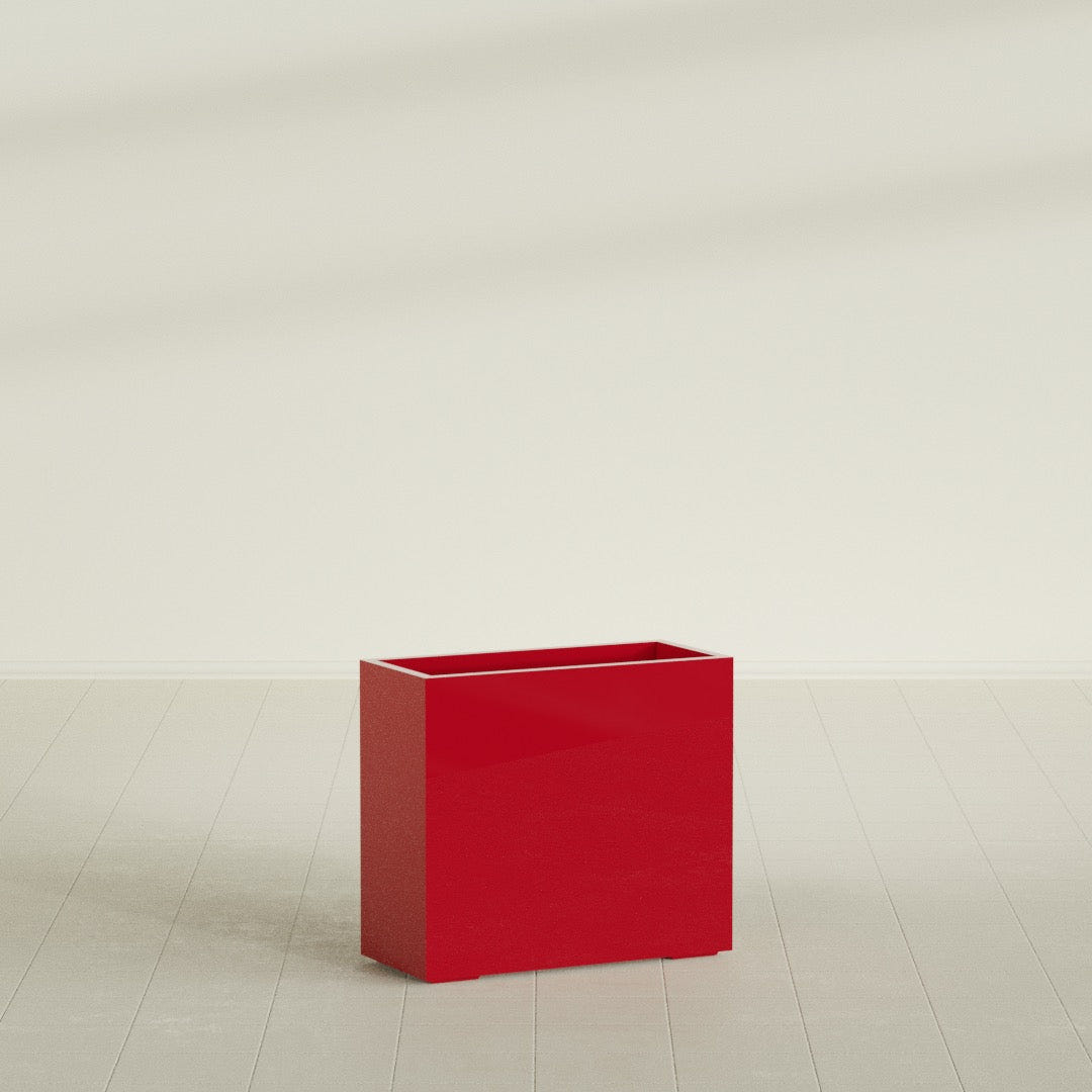 Potsdam Rectangular Planter in Gloss Red, 36"L × 16"D × 32"H, shown empty
