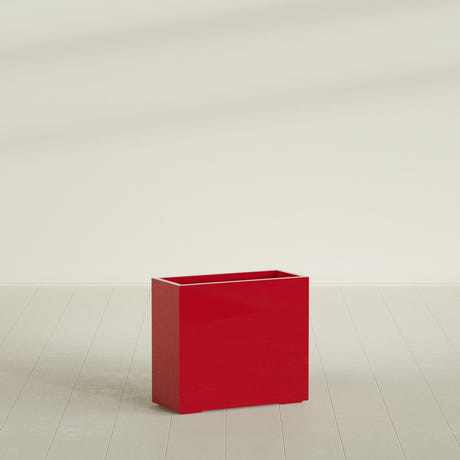 Potsdam Rectangular Planter in Gloss Red, 36"L × 16"D × 32"H, shown empty