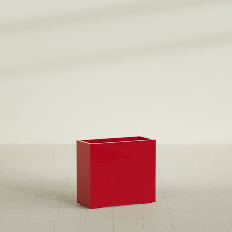 Potsdam Rectangular Planter in Gloss Red, 36"L × 16"D × 32"H, shown empty
