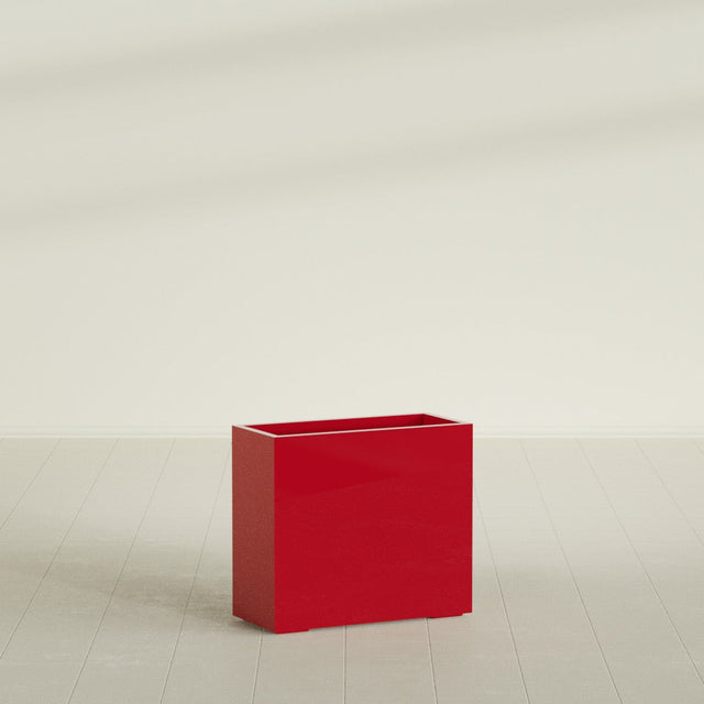Potsdam Rectangular Planter in Gloss Red, 36"L × 16"D × 32"H, shown empty