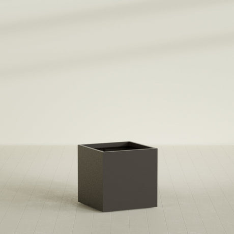 Montroy Cube Planter in Matte Dark Brown, 32", shown empty
