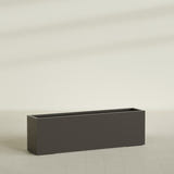 Miami Narrow Rectangular Planter in Matte Dark Brown, 60"L × 12"D × 18"H, shown empty