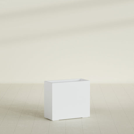Potsdam Rectangular Planter in Gloss Bright White, 36"L × 16"D × 32"H, shown empty