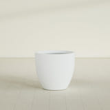 Wannsee Round Planter in Matte Bright White, 33"D × 29"H, shown empty