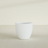 Wannsee Round Planter in Matte Bright White, 33"D × 29"H, shown empty