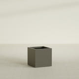 Montroy Cube Planter in Matte Bronze, 24", shown empty