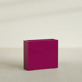 Perth Rectangular Planter in Gloss Eggplant, 48"L × 16"D × 42"H, shown empty