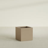 Montroy Cube Planter in Gloss Metallic Gold, 28", shown empty