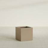 Montroy Cube Planter in Gloss Metallic Gold, 28", shown empty