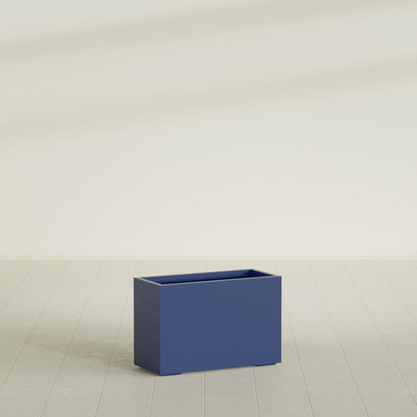 Tolga Rectangular Planter in Matte Cobalt Blue, 36"L × 16"D × 24"H, shown empty