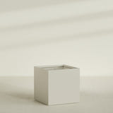 Montroy Cube Planter in Satin Beige, 48", shown empty