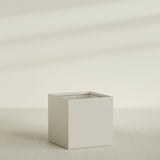 Montroy Cube Planter in Satin Beige, 48", shown empty