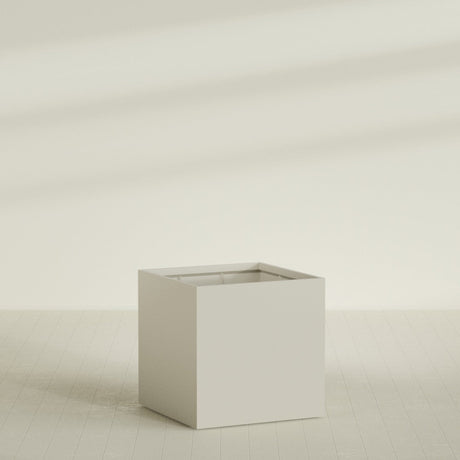 Montroy Cube Planter in Satin Beige, 48", shown empty