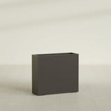 Perth Rectangular Planter in Matte Dark Brown, 48"L × 16"D × 42"H, shown empty