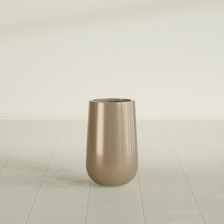 Hayden Urn Planter in Gloss Metallic Gold, 18"Diam × 29"H, shown empty