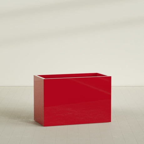 Brisbane Rectangular Planter in Gloss Red, 48"L × 24"D × 32"H, shown empty