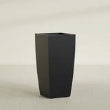 Toulan Tapered Square Planter in Matte Black, 20"W × 42"H, shown empty