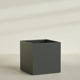 Montroy Cube Planter in Matte Charcoal, 60", shown empty
