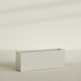 Miami Narrow Rectangular Planter in Satin Beige, 48"L × 12"D × 18"H, shown empty
