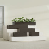 Antwerp Rectangular fiberglass planter in Matte Dark Brown, size range, in a sunlit interior
