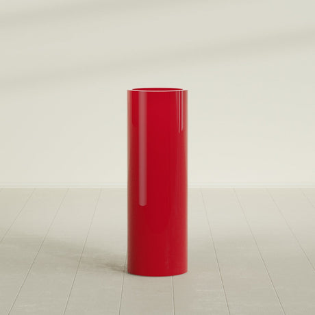 Corry Cylinder Planter in Gloss Red, 12"D × 36"H, shown empty