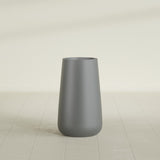 Saigon Tapered Round Planter in Matte Gunmetal, 16"D × 36"H, shown empty