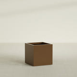 Montroy Cube Planter in Metallic Bronze, 28", shown empty