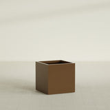 Montroy Cube Planter in Metallic Bronze, 28", shown empty