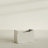 Seoul Curved Planter in Satin Beige, 36"L × 16"D × 24"H, shown empty