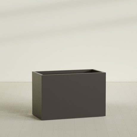Brisbane Rectangular Planter in Matte Dark Brown, 48"L × 24"D × 32"H, shown empty