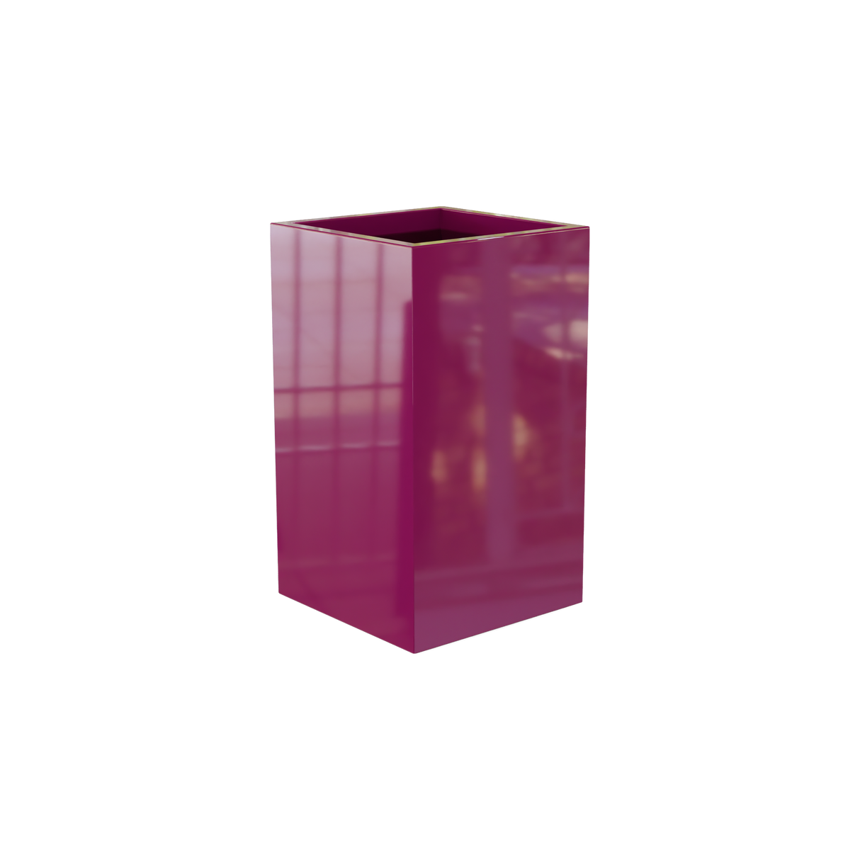 Darwin corner fiberglass planter in Gloss Eggplant