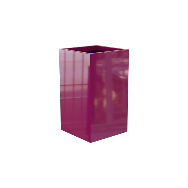 Darwin corner fiberglass planter in Gloss Eggplant