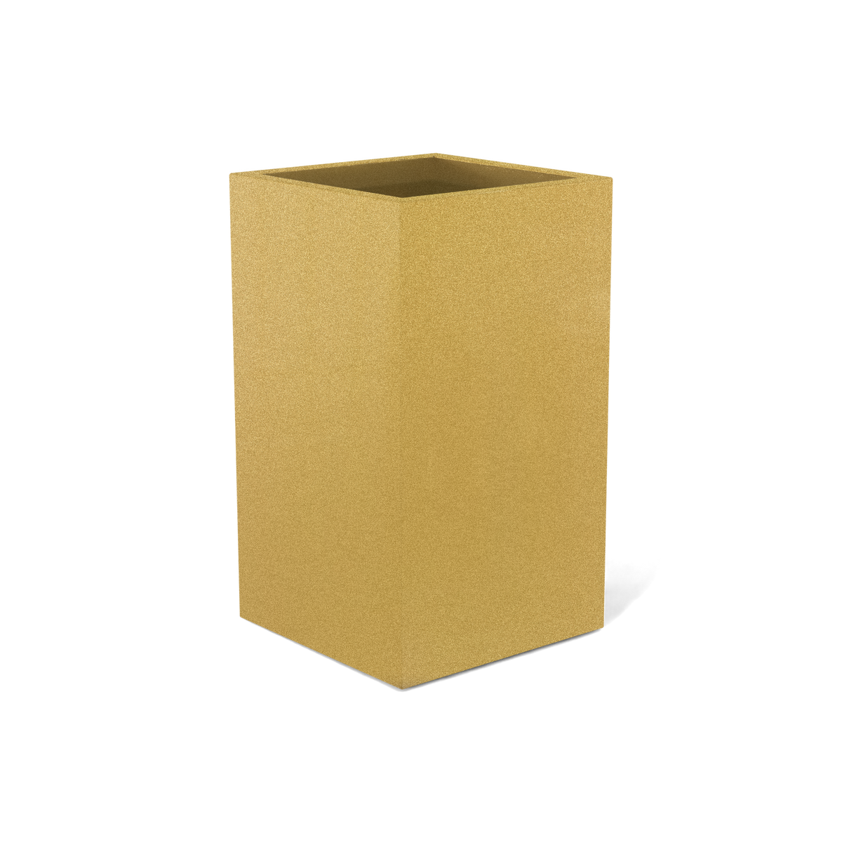 Darwin corner fiberglass planter in Gloss Metallic Gold, 24 × 24 × 42 in, studio render