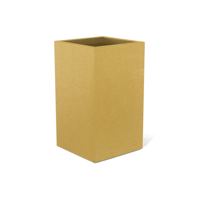 Darwin corner fiberglass planter in Gloss Metallic Gold, 24 × 24 × 42 in, studio render