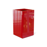 Darwin corner fiberglass planter in Gloss Red, 24 × 24 × 42 in, studio render