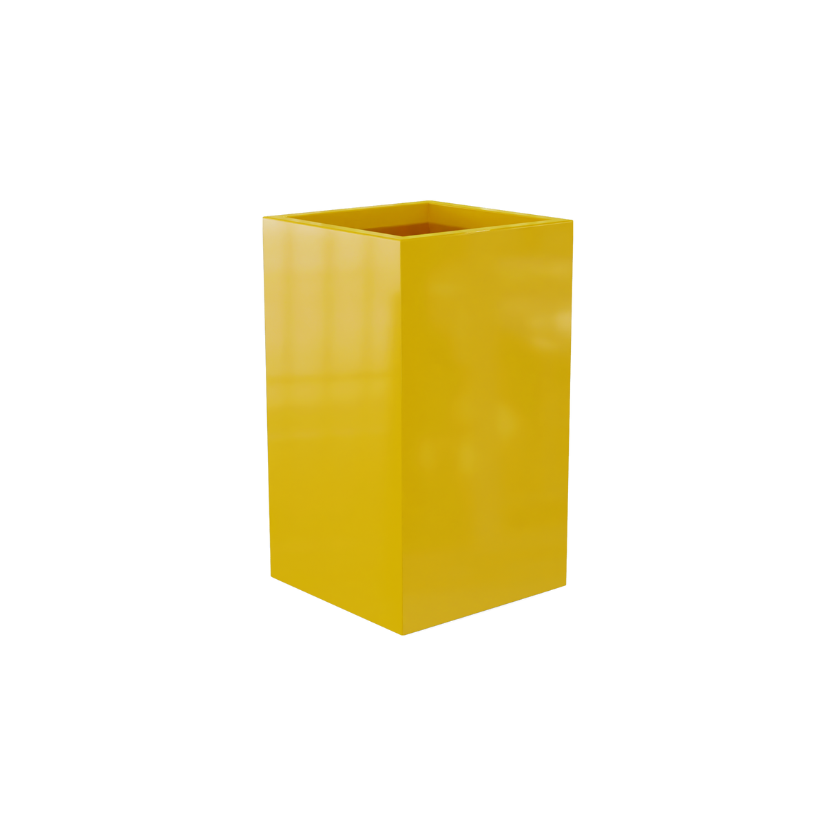 Darwin corner fiberglass planter in Gloss Saffron