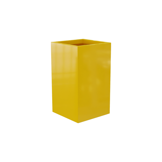 Darwin corner fiberglass planter in Gloss Saffron