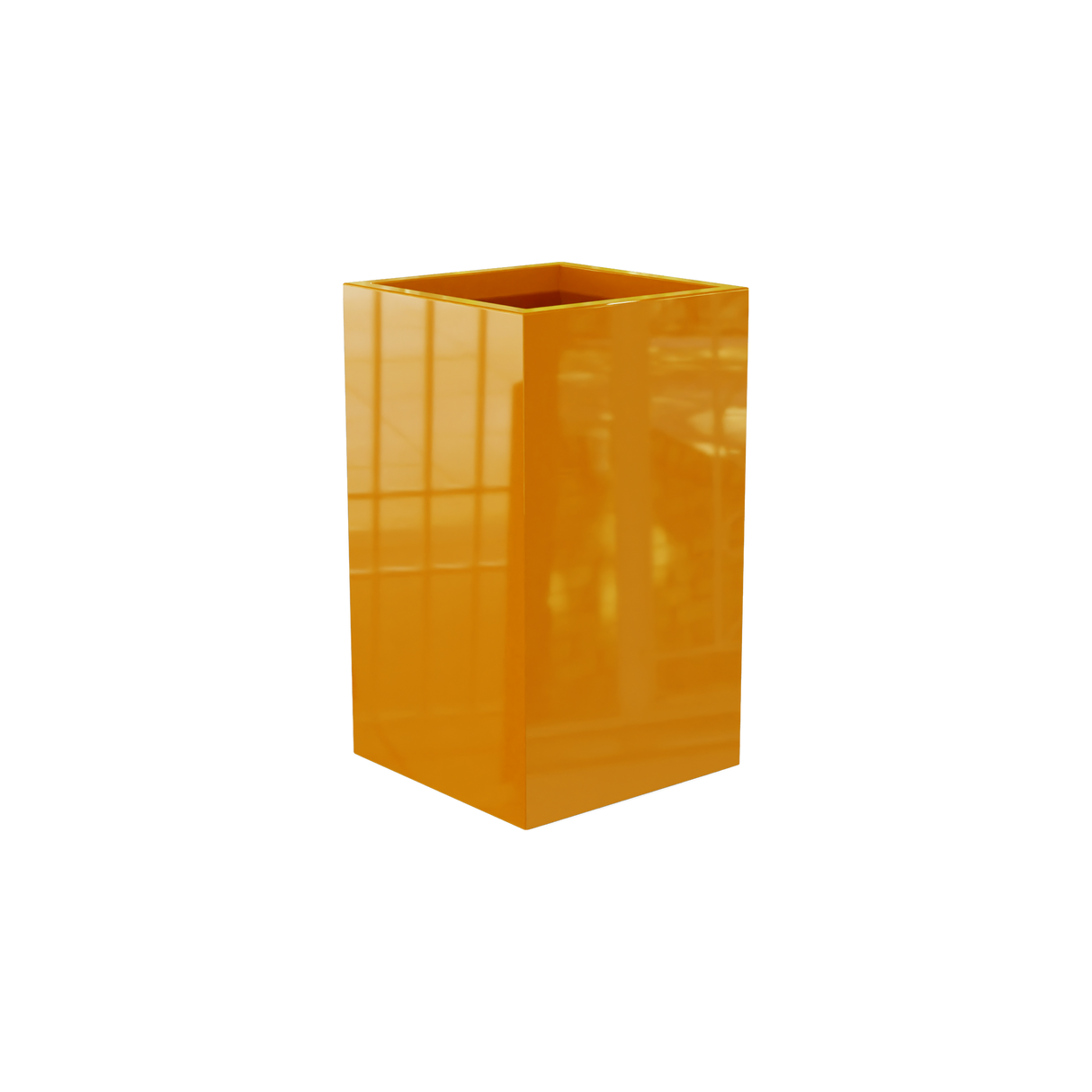 Darwin corner fiberglass planter in Gloss Tangerine