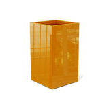 Darwin corner fiberglass planter in Gloss Tangerine, 24 × 24 × 42 in, studio render
