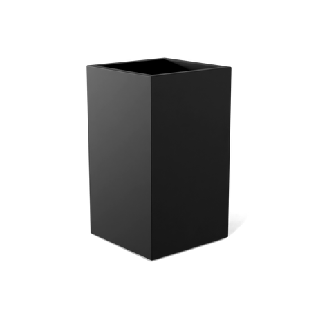 Darwin corner fiberglass planter in Matte Black, 24 × 24 × 42 in, studio render