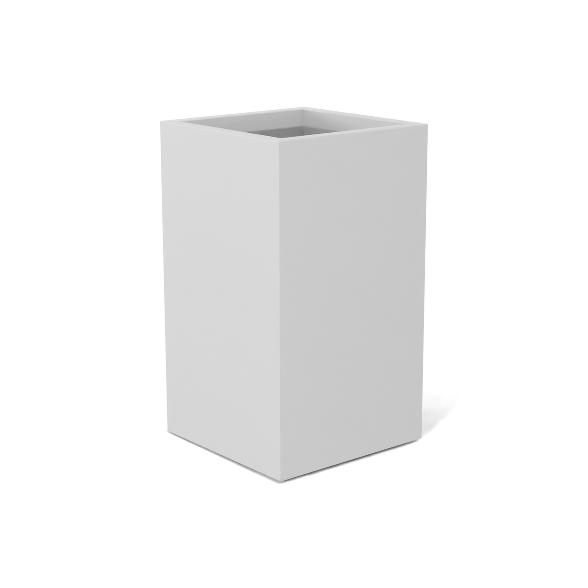 Darwin corner fiberglass planter in Matte Bright White, 24 × 24 × 42 in, studio render