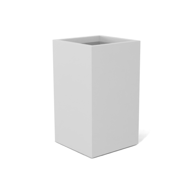 Darwin corner fiberglass planter in Matte Bright White, 24 × 24 × 42 in, studio render
