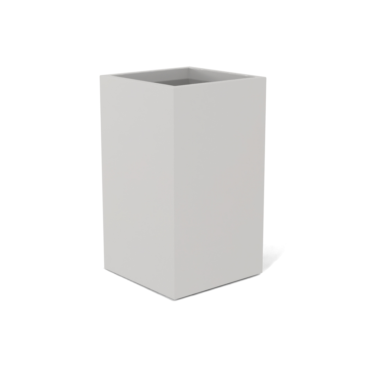 Darwin corner fiberglass planter in Matte Cement Grey, 24 × 24 × 42 in, studio render