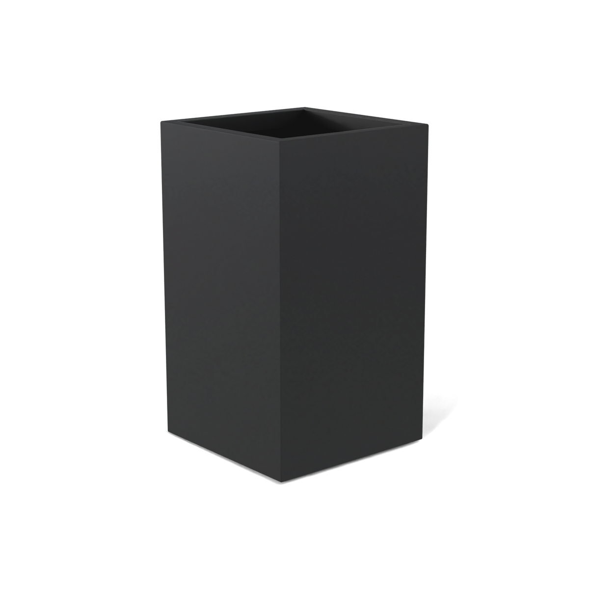 Darwin corner fiberglass planter in Matte Charcoal, 24 × 24 × 42 in, studio render