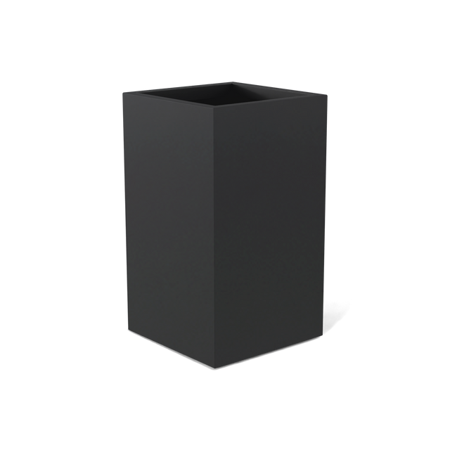 Darwin corner fiberglass planter in Matte Charcoal, 24 × 24 × 42 in, studio render