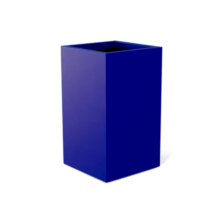 Darwin corner fiberglass planter in Matte Cobalt Blue, 24 × 24 × 42 in, studio render