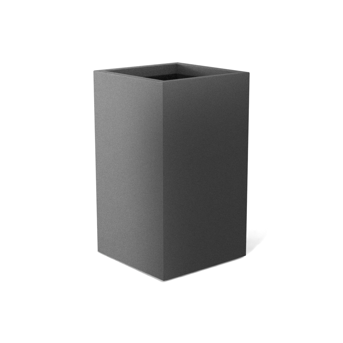 Darwin corner fiberglass planter in Matte Gunmetal, 24 × 24 × 42 in, studio render