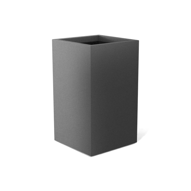 Darwin corner fiberglass planter in Matte Gunmetal, 24 × 24 × 42 in, studio render